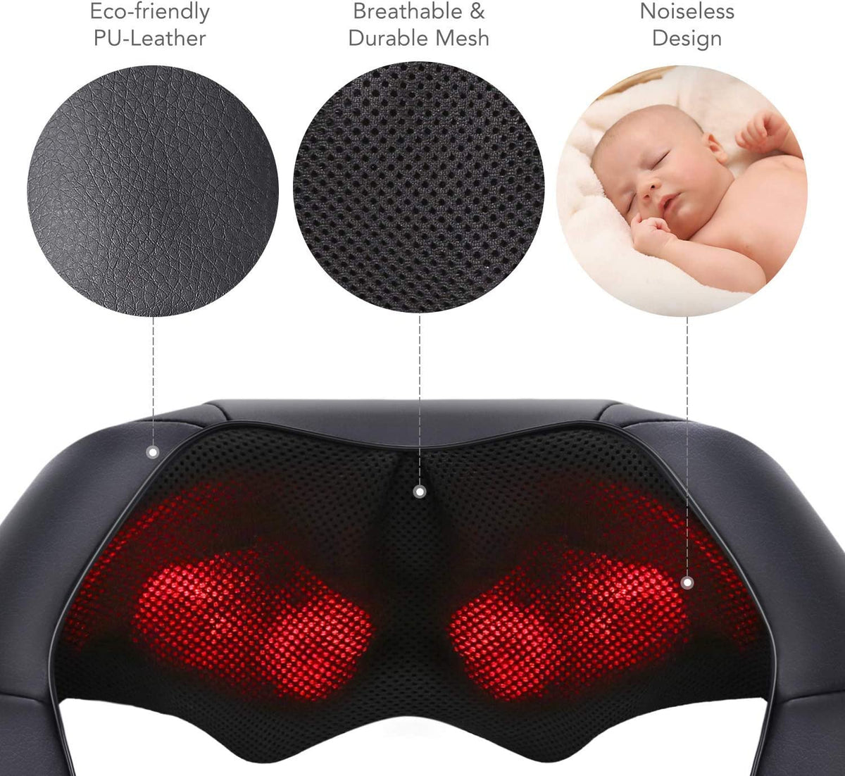 Neck And Shoulder Massage Shiatsu Back Massager With Optional Heat And 3 Intensity Adjustable