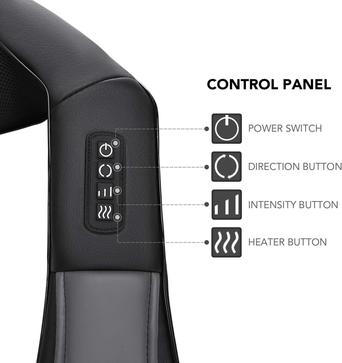 Neck And Shoulder Massage Shiatsu Back Massager With Optional Heat And 3 Intensity Adjustable